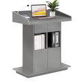 Podium Wooden Podium Floor Standing Podiums Teacher Podium Lectern Lecterns & Podiums Church Podium and Pulpits with Wire Holes and Storage (Gray, L39.4″×W19.68″×H44″)
