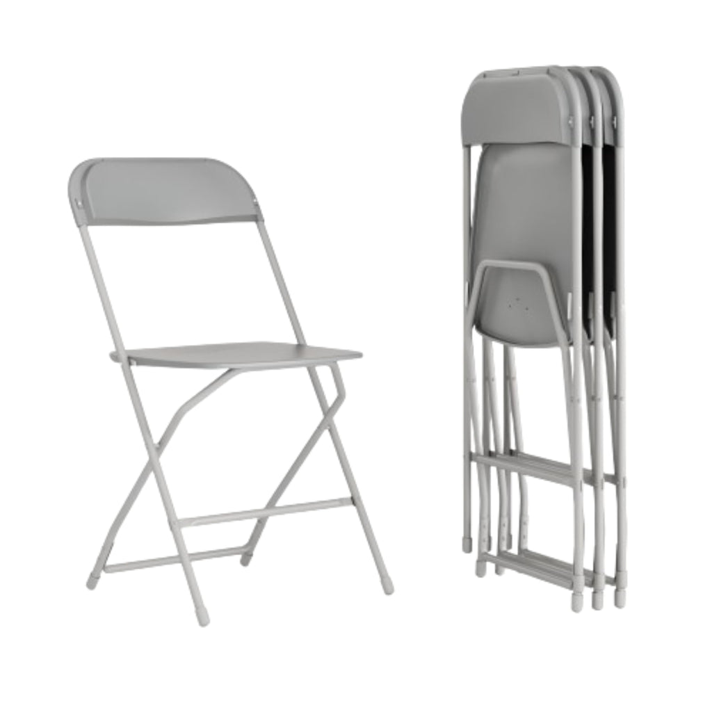 4 Pack, Hercules Series Plastic Folding Chair - Grey - 650LB Weight Capacity Comfortable Event Chair-Lightweight Folding Chair
