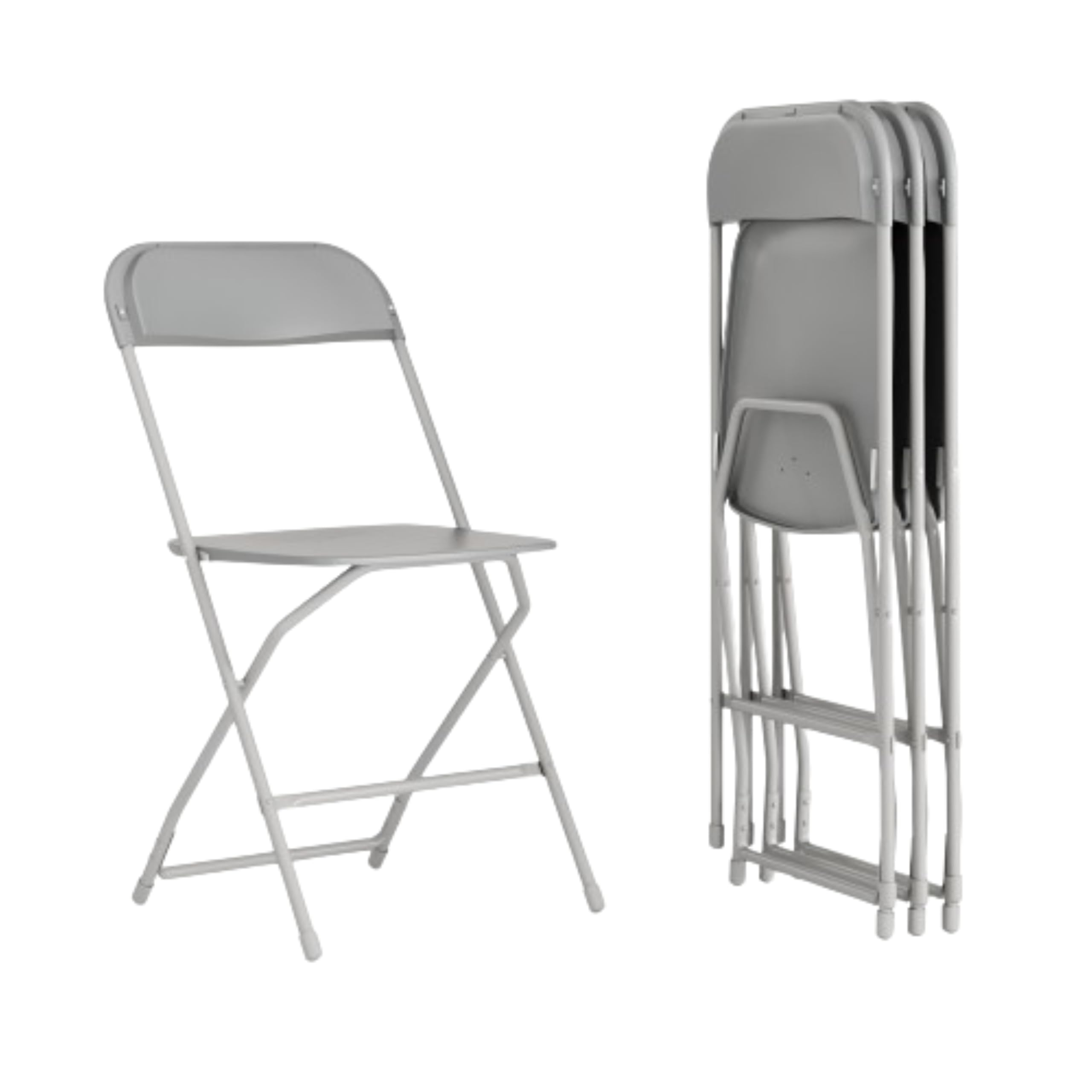 4 Pack, Hercules Series Plastic Folding Chair - Grey - 650LB Weight Capacity Comfortable Event Chair-Lightweight Folding Chair