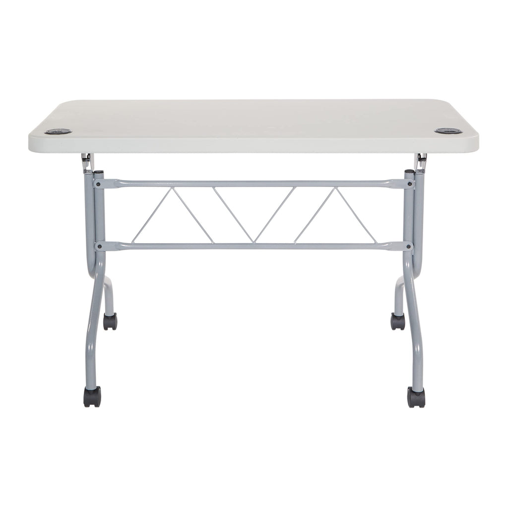 Resin Multipurpose Flip Training Table with Locking Casters for Home or Office, 4 Feet Light Gray