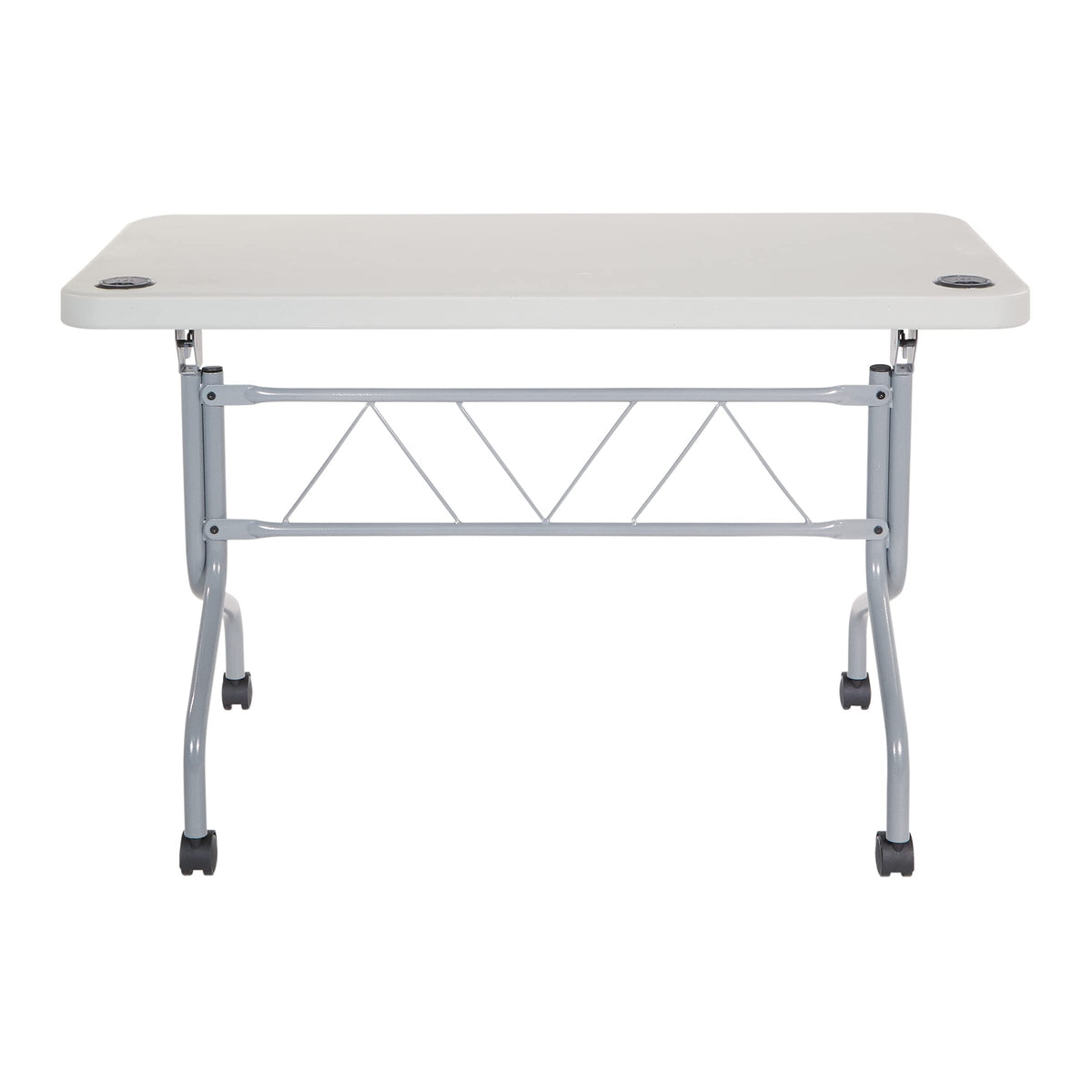 Resin Multipurpose Flip Training Table with Locking Casters for Home or Office, 4 Feet Light Gray