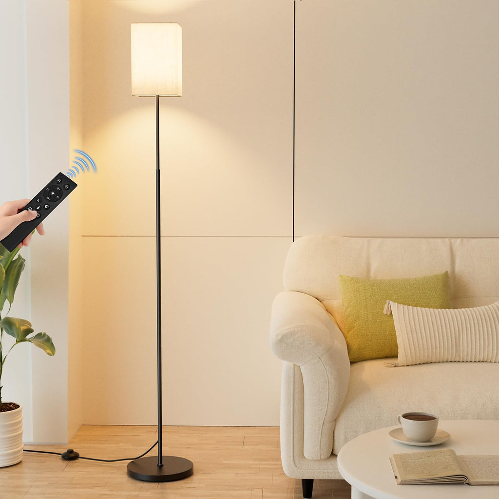 63.8" Square Floor Lamp with White Linen Shade