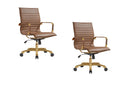 Modern Ergonomic Executive Office Chair, High-Back Leather Conference Desk Chair with Adjustable Height, Tilt Control, 360° Swivel & Gold Frame for Home Office