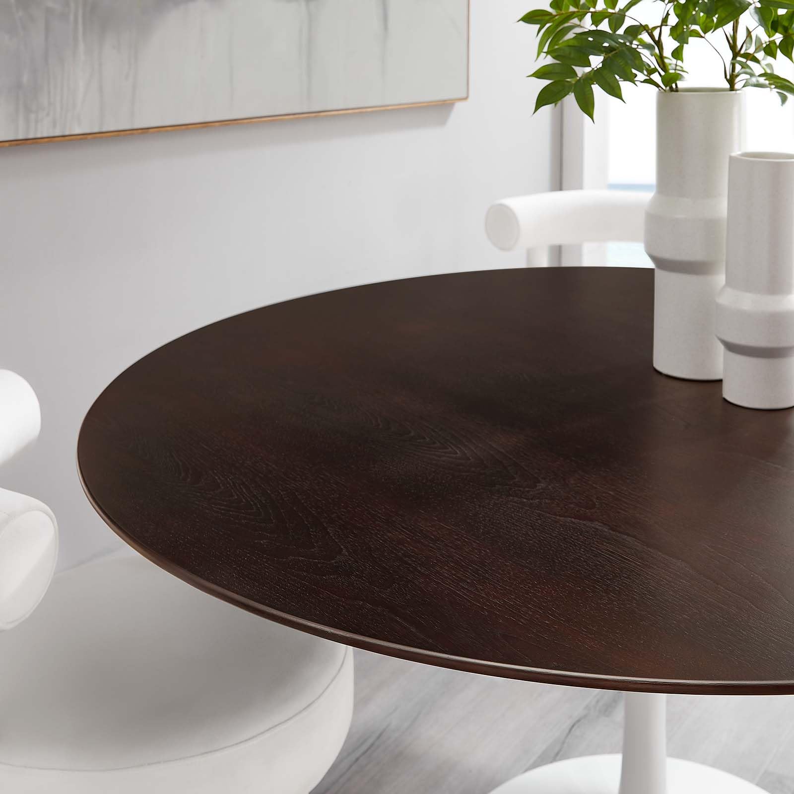 Modway Lippa Dining Table, 60", White Cherry Walnut