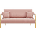 56.5" W Modern Sofa Small Sofa Luxurious Velvet Fabric Couch with Gold-Tone Metal Arms and Legs for Living Room, Office, Studio Pink