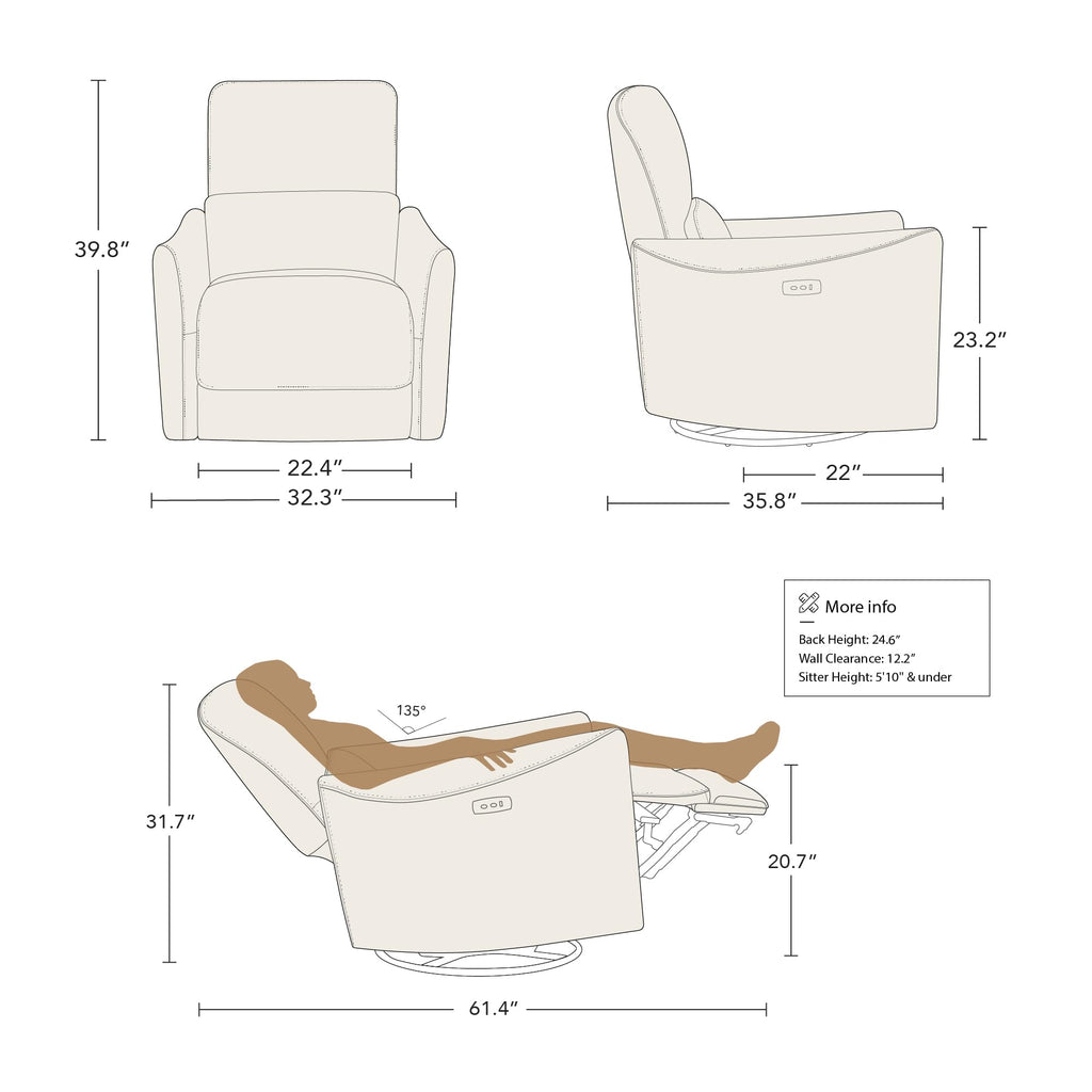 Power Recliner Chair Swivel Glider, FSC Certified Fabric Living Room Nursery Reclining Sofa Chair with Lumbar Support,Terracotta