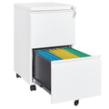 2 Drawer Mobile File Cabinet with Lock,Under Desk Metal Filing Cabinets for Home Office Organizer Letters/Legal/A4(Fully Assembled-White)