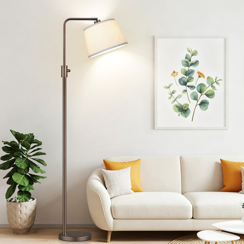 Floor Lamp, 1000 Lumens LED Edison Bulb Included, Modern Arc Standing Tall Brown Floor Lamp for Living Room Bedroom Office Dining Room