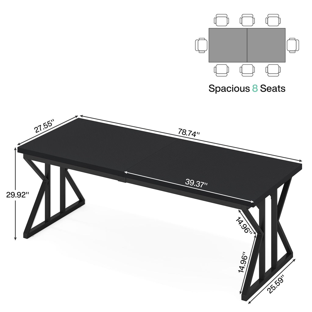 78.7-Inch Executive Desk, Large Computer Office Desk Workstation, Modern Simple Style Laptop Desk Study Writing Table Business Furniture for Home Office (Black, 78.7 Inch)