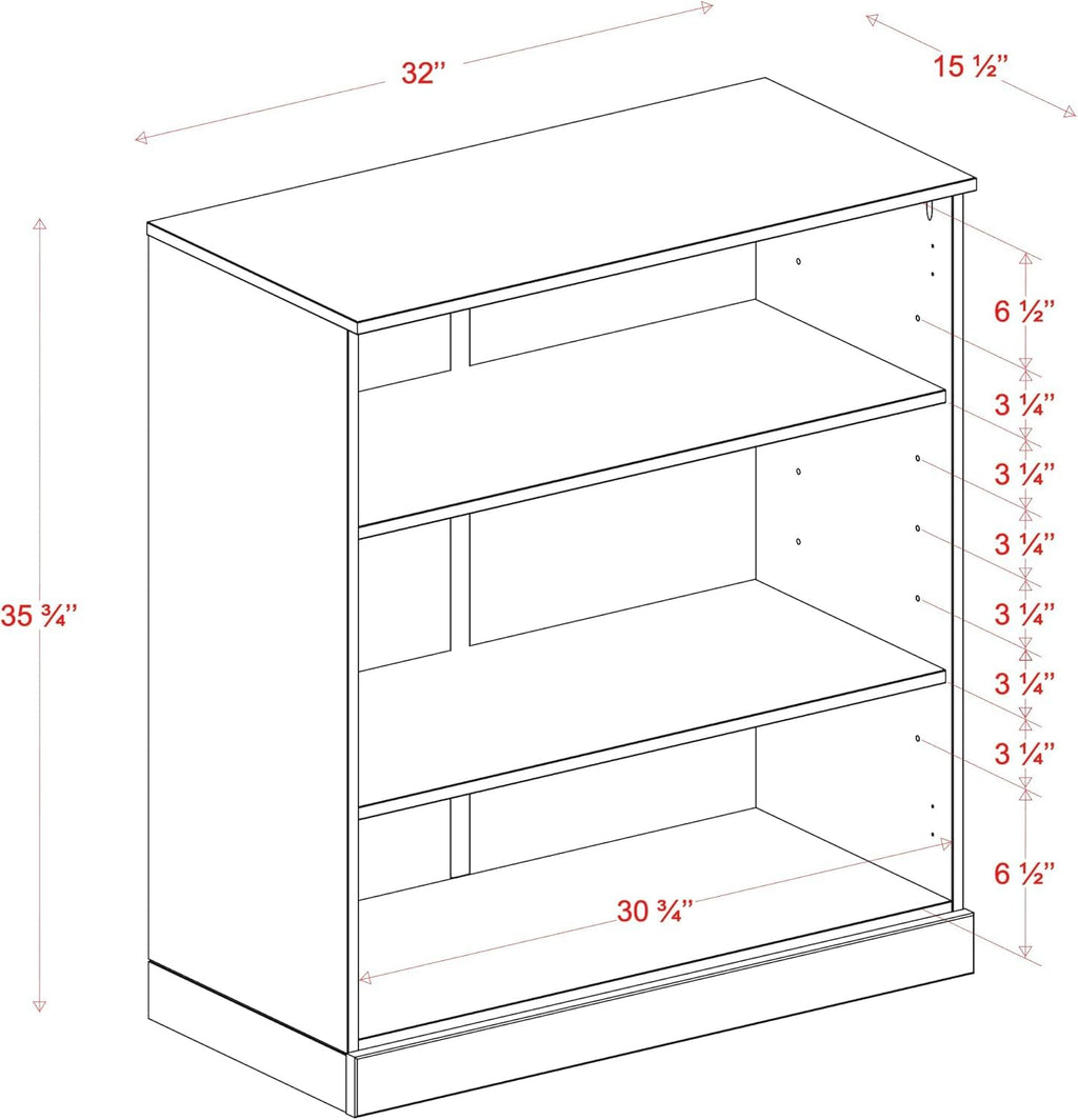 Solid Wood Bookshelf - 3 Shelf Bookcase - 36" Short Storage Cabinet 32” Wide - Espresso, Wooden Open Book Shelf w/Adjustable Shelves, 100% Eco-Friendly Wood, Modular Bookcase Units