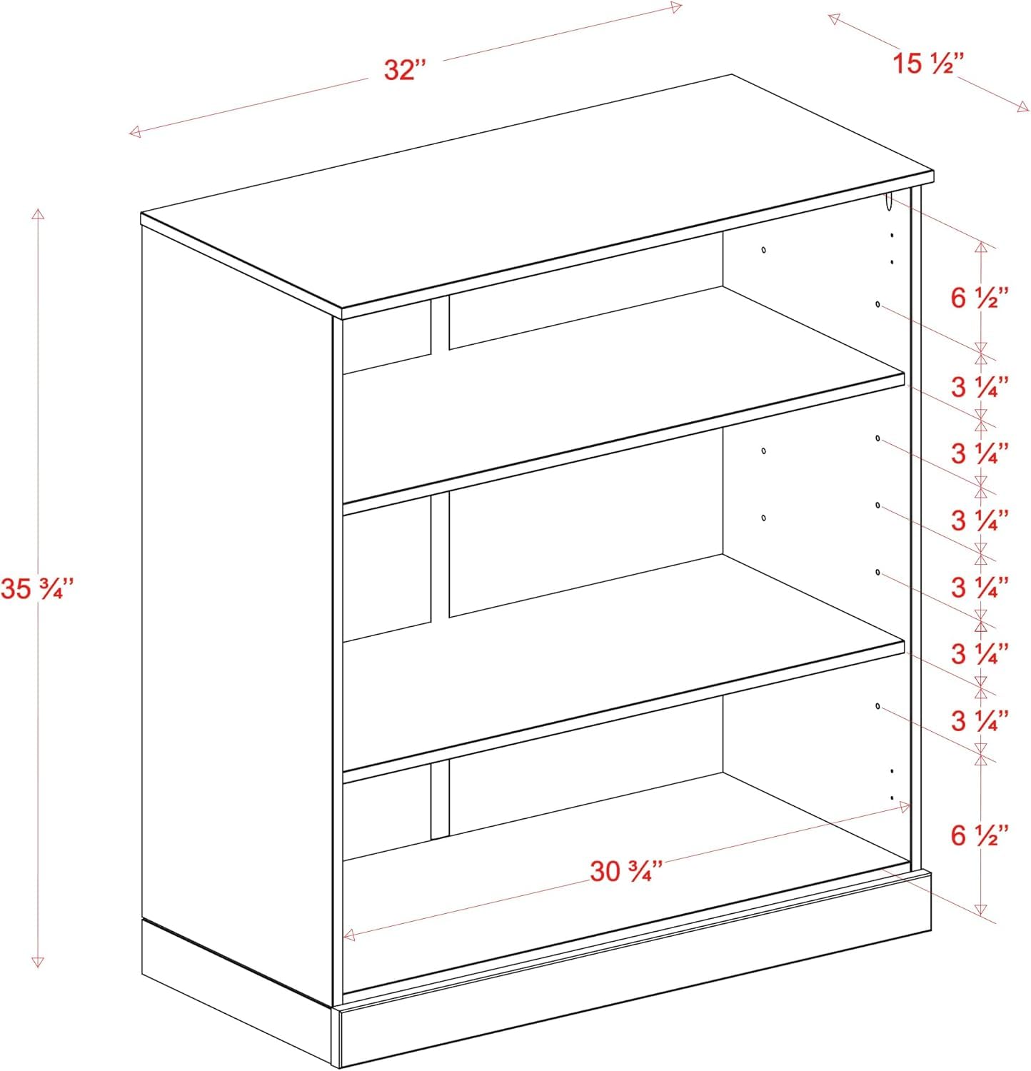 Solid Wood Bookshelf - 3 Shelf Bookcase - 36" Short Storage Cabinet 32” Wide - Espresso, Wooden Open Book Shelf w/Adjustable Shelves, 100% Eco-Friendly Wood, Modular Bookcase Units