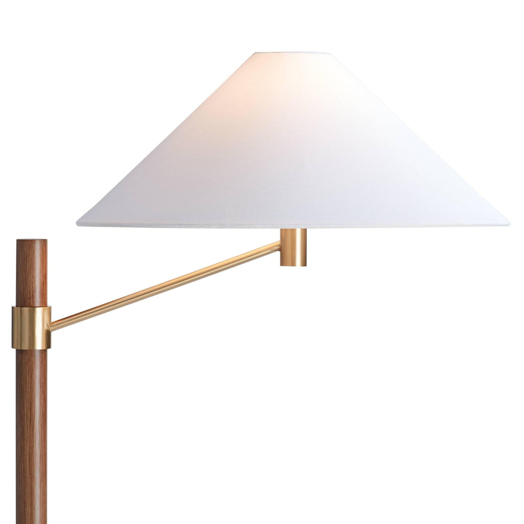 64" High Aged Brass and Wood Finish Floor Lamp
