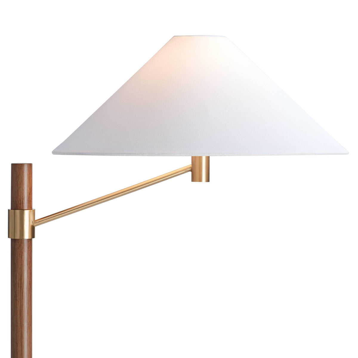 64" High Aged Brass and Wood Finish Floor Lamp