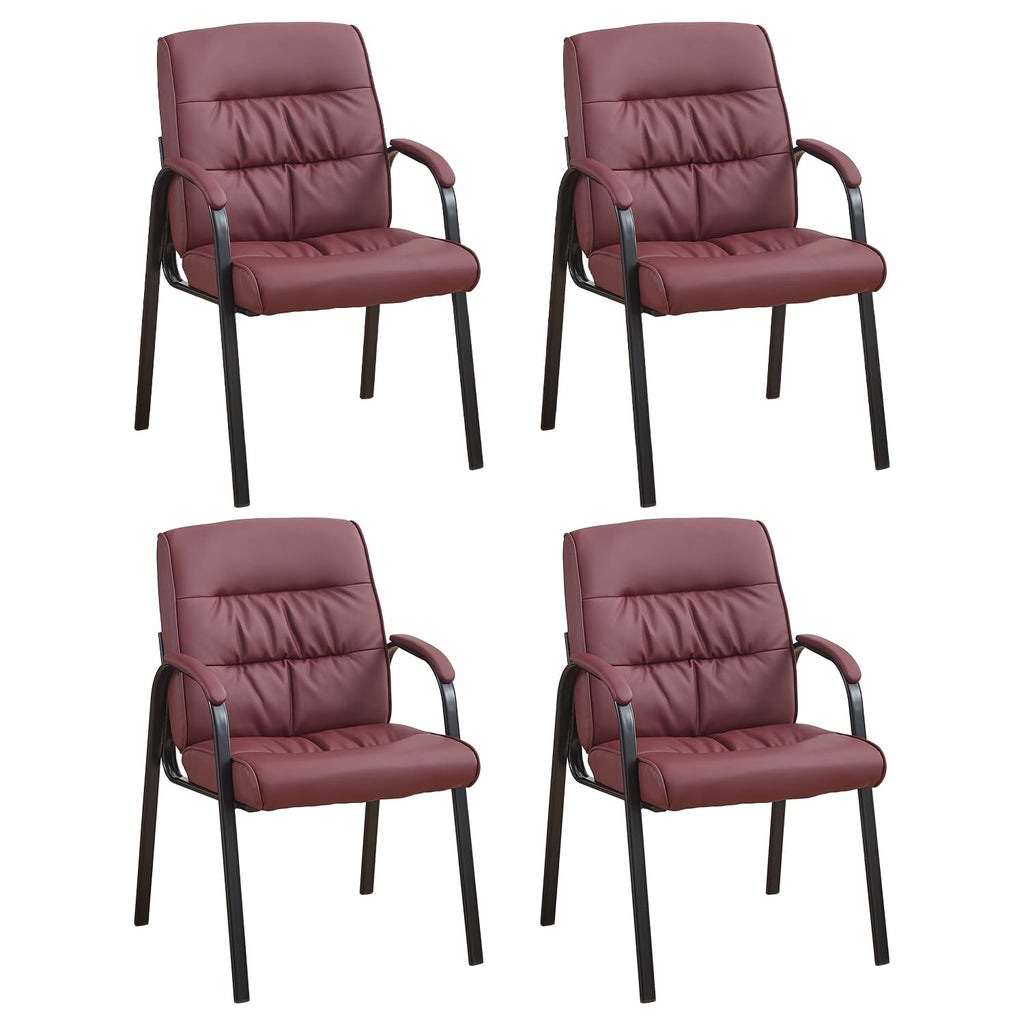 Office Guest Reception Chair Set of 4, Conference Room Chairs Waiting Room Chairs 4 Pack, Modern Leather Office Desk Chair No Wheels.