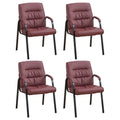 Office Guest Reception Chair Set of 4, Conference Room Chairs Waiting Room Chairs 4 Pack, Modern Leather Office Desk Chair No Wheels.