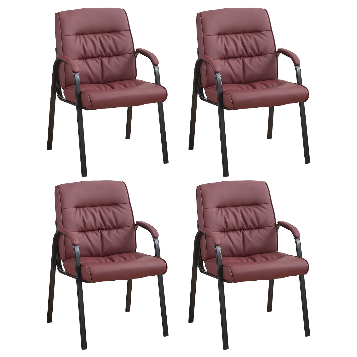 Office Guest Reception Chair Set of 4, Conference Room Chairs Waiting Room Chairs 4 Pack, Modern Leather Office Desk Chair No Wheels.