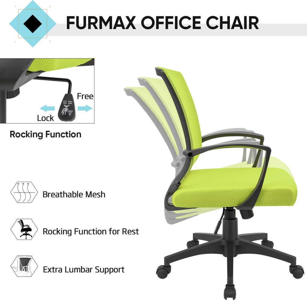 (2, Cyan) Office Chair Ergonomic Computer Desk Mesh Chair Mid Back Swivel Lumbar Support with Armrest