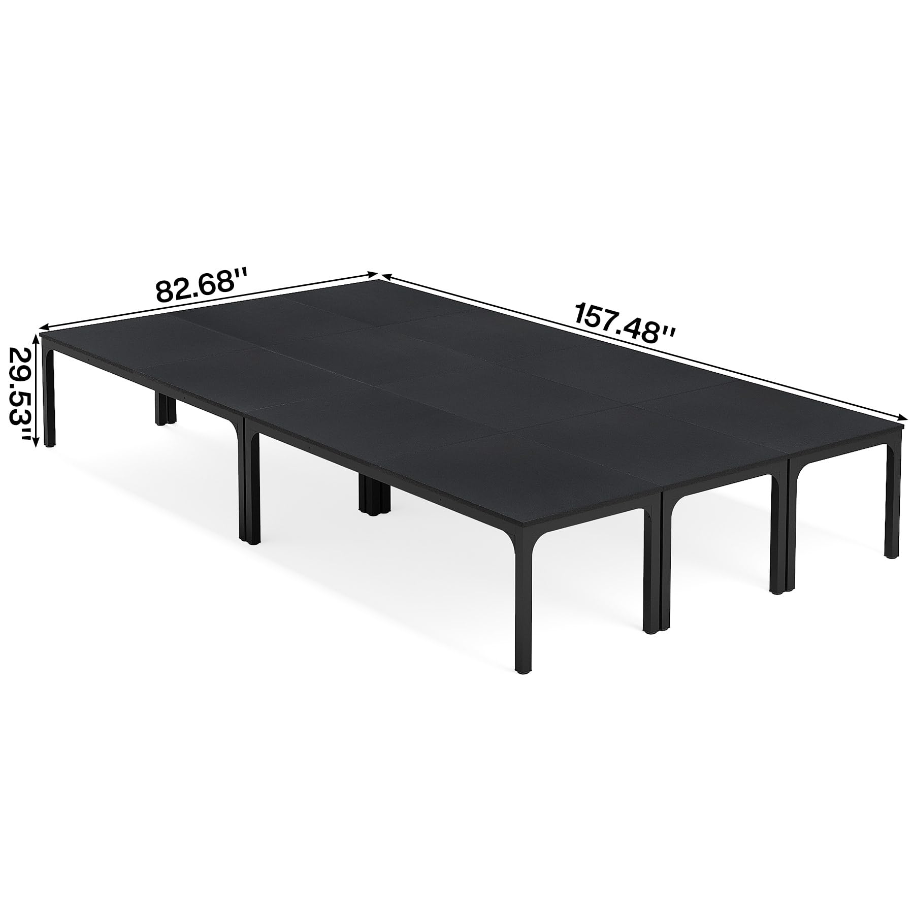 6.5 FT Conference Room Table, 78.74" W x 27.56" D Large Office Conference Table, Modern Seminar Meeting Table Desk for Boardroom, Meeting Room (6, Black)