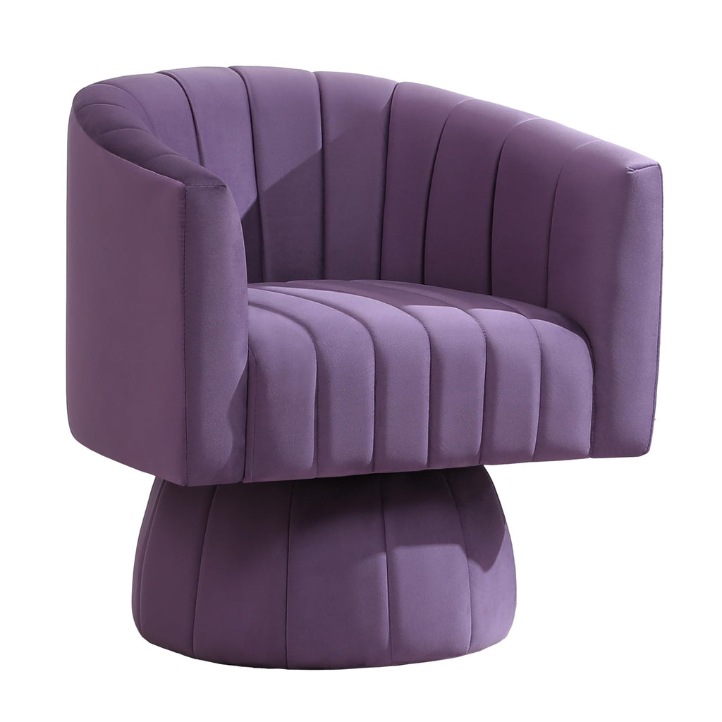 Swivel Accent Barrel Chair, Cute Comfy Small Round 360° Arm Chair. Velvet Club Reading Chair for Office, Living Room, Bedroom, Purple