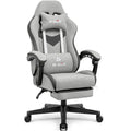Gaming Chair with Footrest Lumbar Support for Home Office High Back Recliner Height Adjustable Ergonomic Comfy Fabric Computer Desk Chair (Grey)