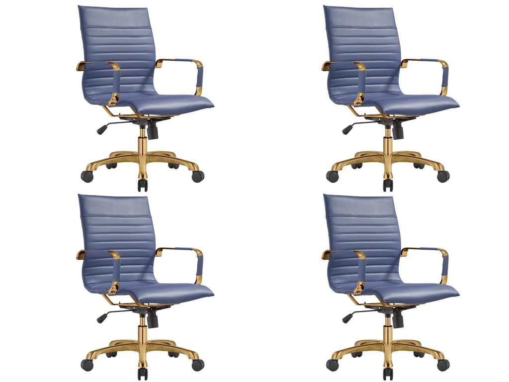 Modern Ergonomic Executive Office Chair, High-Back Leather Conference Desk Chair with Adjustable Height, Tilt Control, 360° Swivel & Gold Frame for Home Office