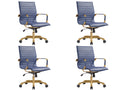 Modern Ergonomic Executive Office Chair, High-Back Leather Conference Desk Chair with Adjustable Height, Tilt Control, 360° Swivel & Gold Frame for Home Office