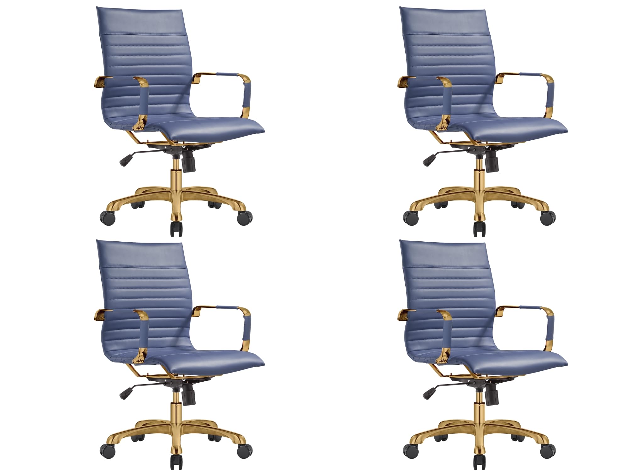 Modern Ergonomic Executive Office Chair, High-Back Leather Conference Desk Chair with Adjustable Height, Tilt Control, 360° Swivel & Gold Frame for Home Office