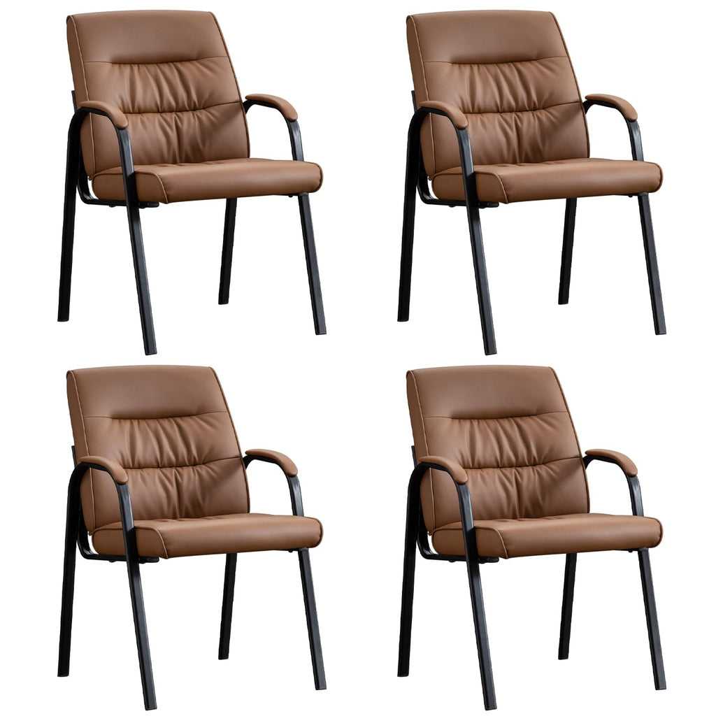 Office Guest Reception Chair Set of 4, Conference Room Chairs Waiting Room Chairs 4 Pack, Modern Leather Office Desk Chair No Wheels.
