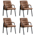 Office Guest Reception Chair Set of 4, Conference Room Chairs Waiting Room Chairs 4 Pack, Modern Leather Office Desk Chair No Wheels.