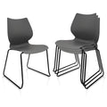 Set of 4, Stacking Waiting Room Chairs, Stacked Plastic Office Chair with Ergonomic Lumbar Support and Metal Legs for Conference School Church Guest Reception Grey