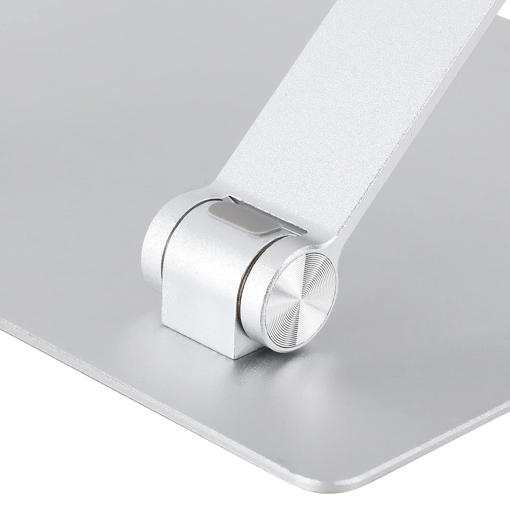 Sturdy and Portable Ergonomic Laptop Stand for Desk, Height Adjustable Riser with Ventilated Cooling, Foldable, Fits all Laptops up to 15.6 Inch, Silver