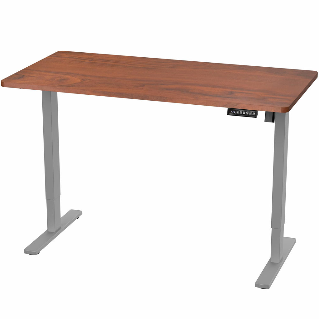 Electric 55 x 28 in Standing Desk, Memory Height Adjustment, 1B Series, Holds 220 lbs, One-Piece Dark Walnut Top, Gray Frame