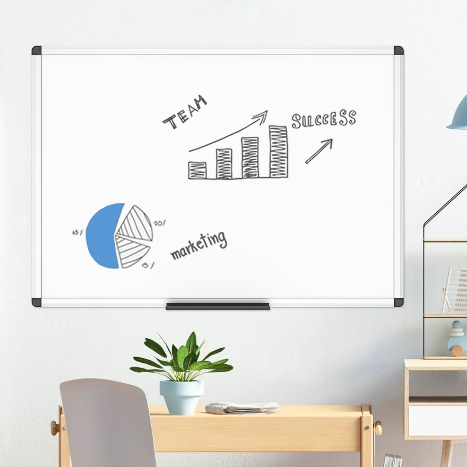 Dry Erase Board/Non-Magnetic Whiteboard, 48 x 36 Inches, Wall Mounted Board for School Office and Home