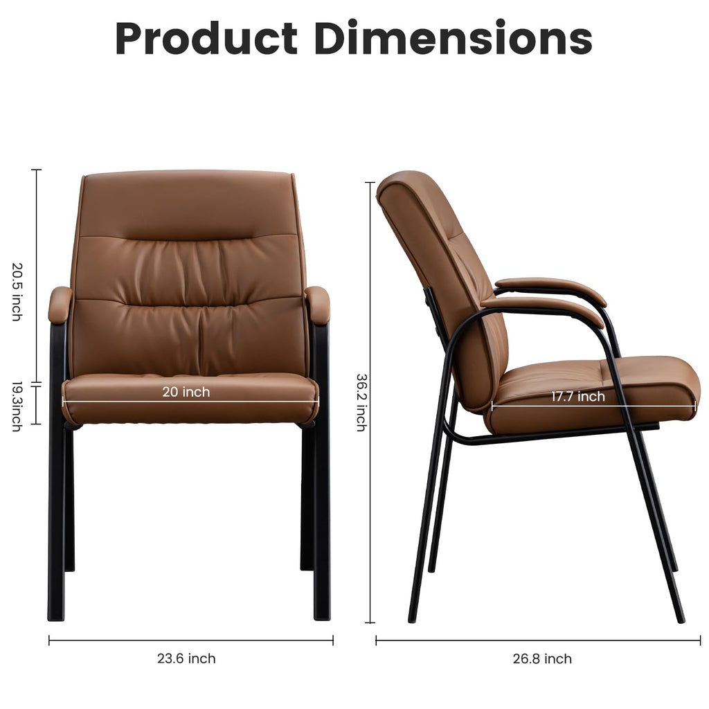 Office Guest Reception Chair Set of 2, Conference Room Chairs Waiting Room Chairs 2 Pack, Modern Leather Office Desk Chair No Wheels.