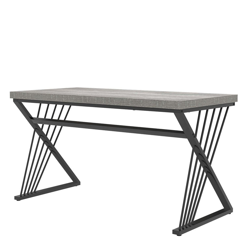 Modern Desks, Rustic Wood and Metal Computer Desk for Home Office, Simple Study Writing Work PC Table for Bedroom Living Room, Light Grey, 47 Inch