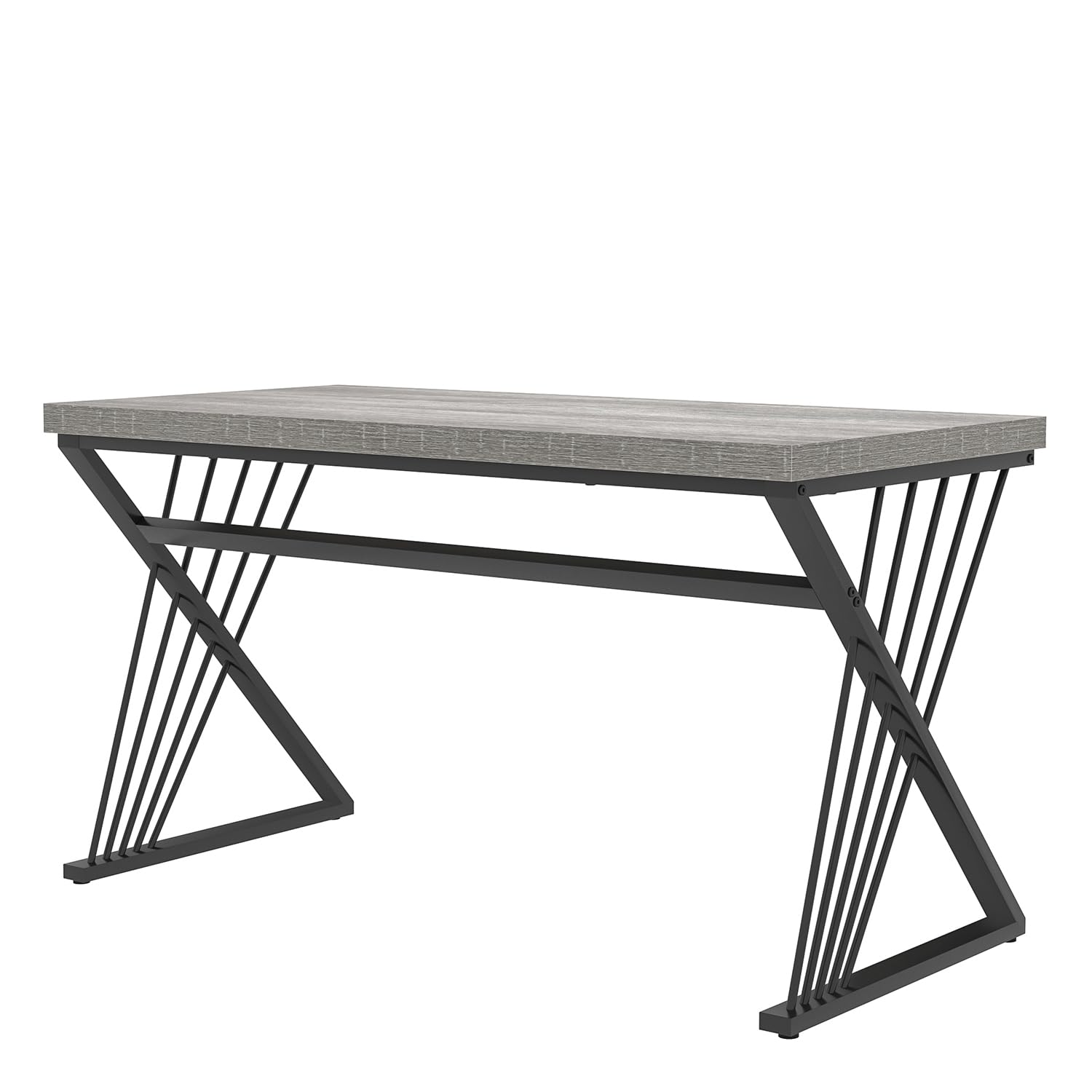 Modern Desks, Rustic Wood and Metal Computer Desk for Home Office, Simple Study Writing Work PC Table for Bedroom Living Room, Light Grey, 47 Inch