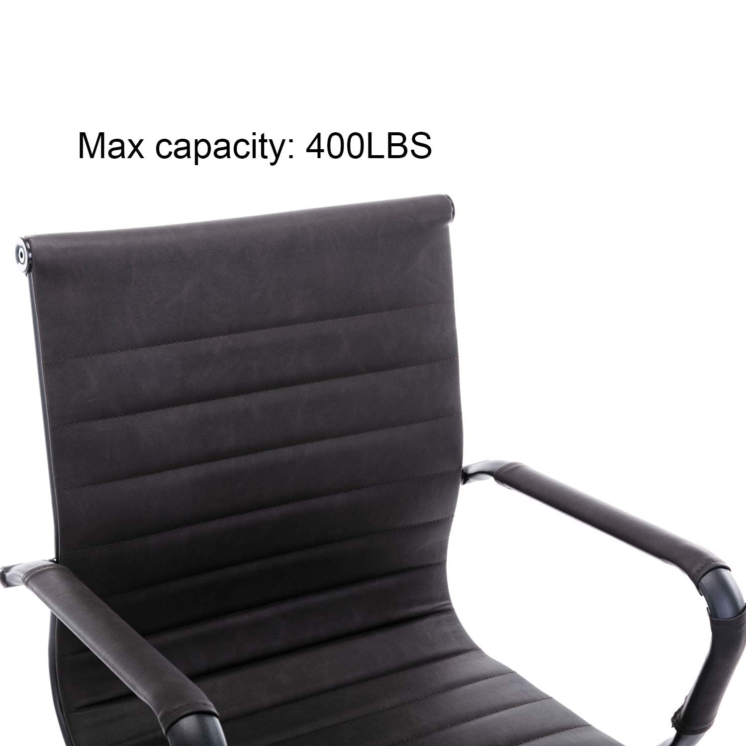 Office Desk Chair No Wheels Set of 4 PU Leather Computer Chairs Mid Back Guest Chairs for School Reception Conference Waiting Room, Vintage Charcoal