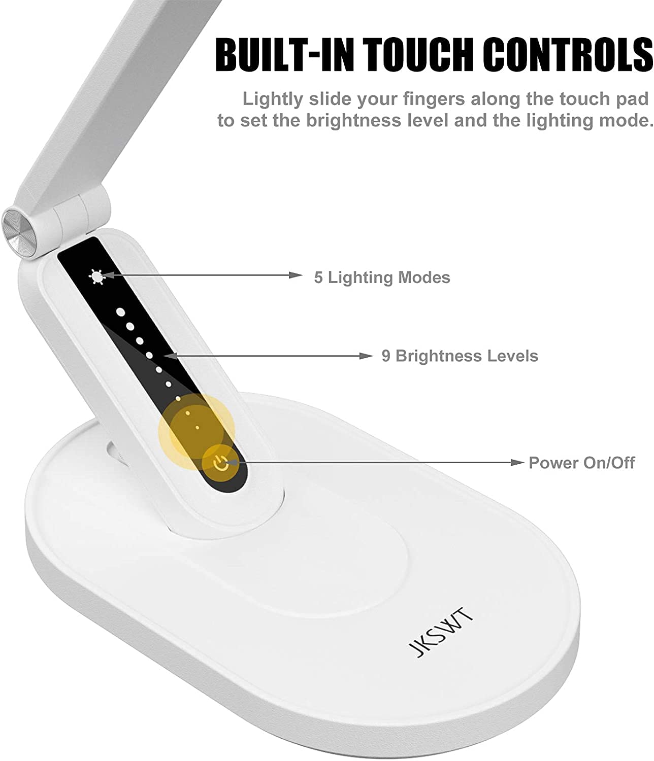 Desk Lamp, for Eye Care, Dimmable Table Lamp with 5 Colour Modes, 72 LEDs with USB Charging Port, Touch Control and Memory Function, Office Lamp
