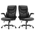 Set of 2, Ergonomic Computer Gaming Office Chair  Heavy Duty Task Desk Swivel Rolling Chairs with Wheels, Flip-up Arms, Adjustable Height, PU Leather,Inky
