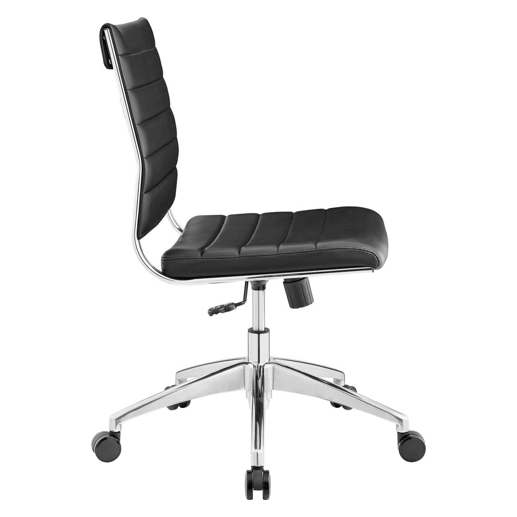 Ribbed Armless Mid Back Swivel Conference Chair In Black