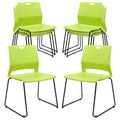 Set of 8, Stackable Guest Reception Chairs, Stacking Office Chair with Ergonomic Lumbar Support & Metal Legs, Plastic Desk Chairs for Conference School Church Waiting Meeting Break Room , Green