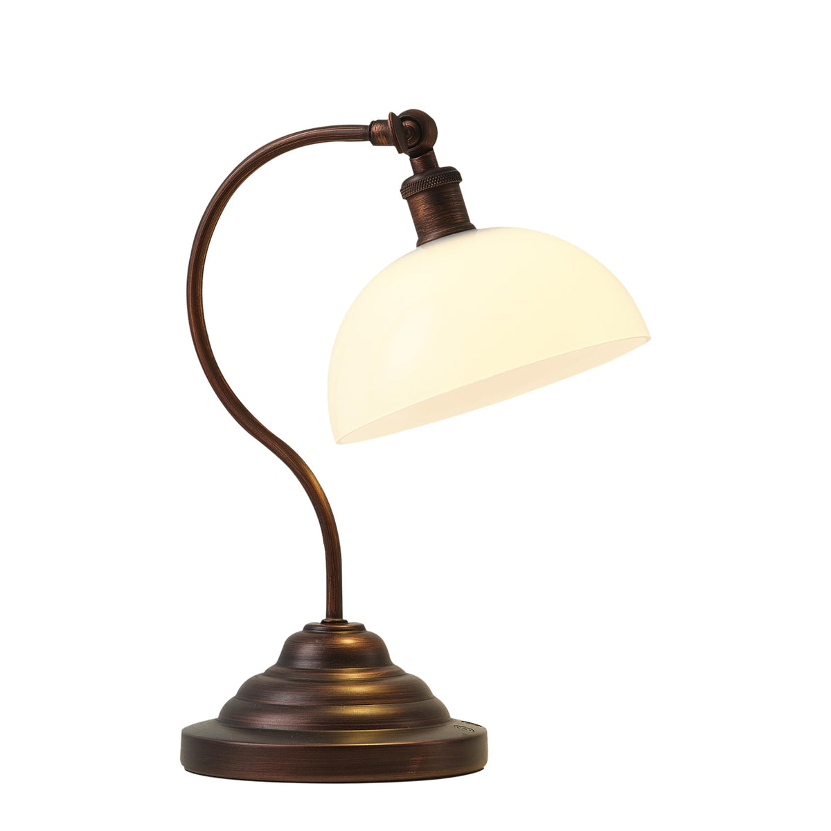 Cordless Table Lamp, Battery Operated Vintage Desk Light, Bronze & White