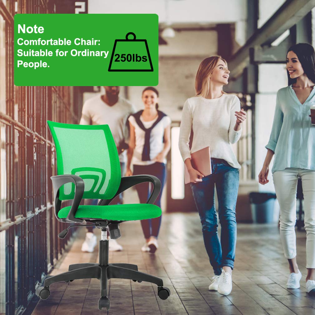 Home Office Chair Ergonomic Desk Chair Mesh Computer Chair with Lumbar Support Armrest Executive Rolling Swivel Adjustable Mid Back Task Chair,Green