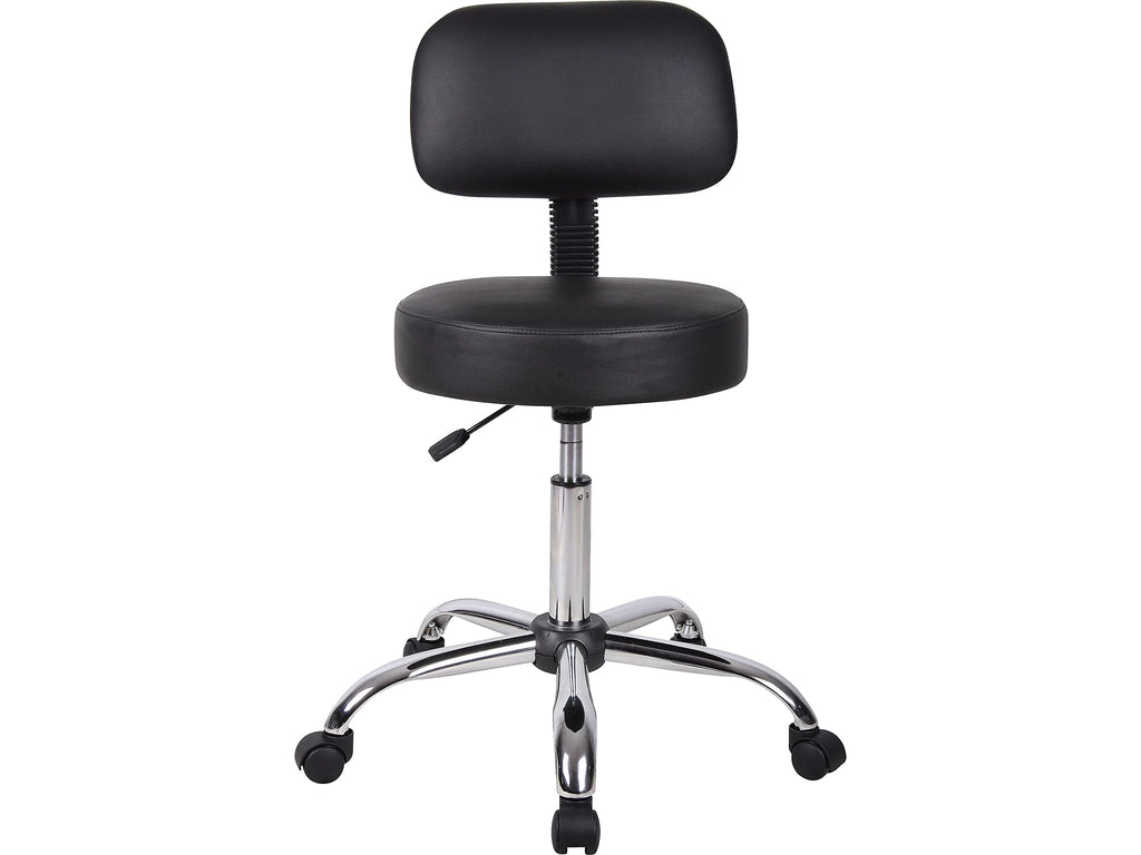 B245-BK Be Well Medical Spa Stool with Back, Black