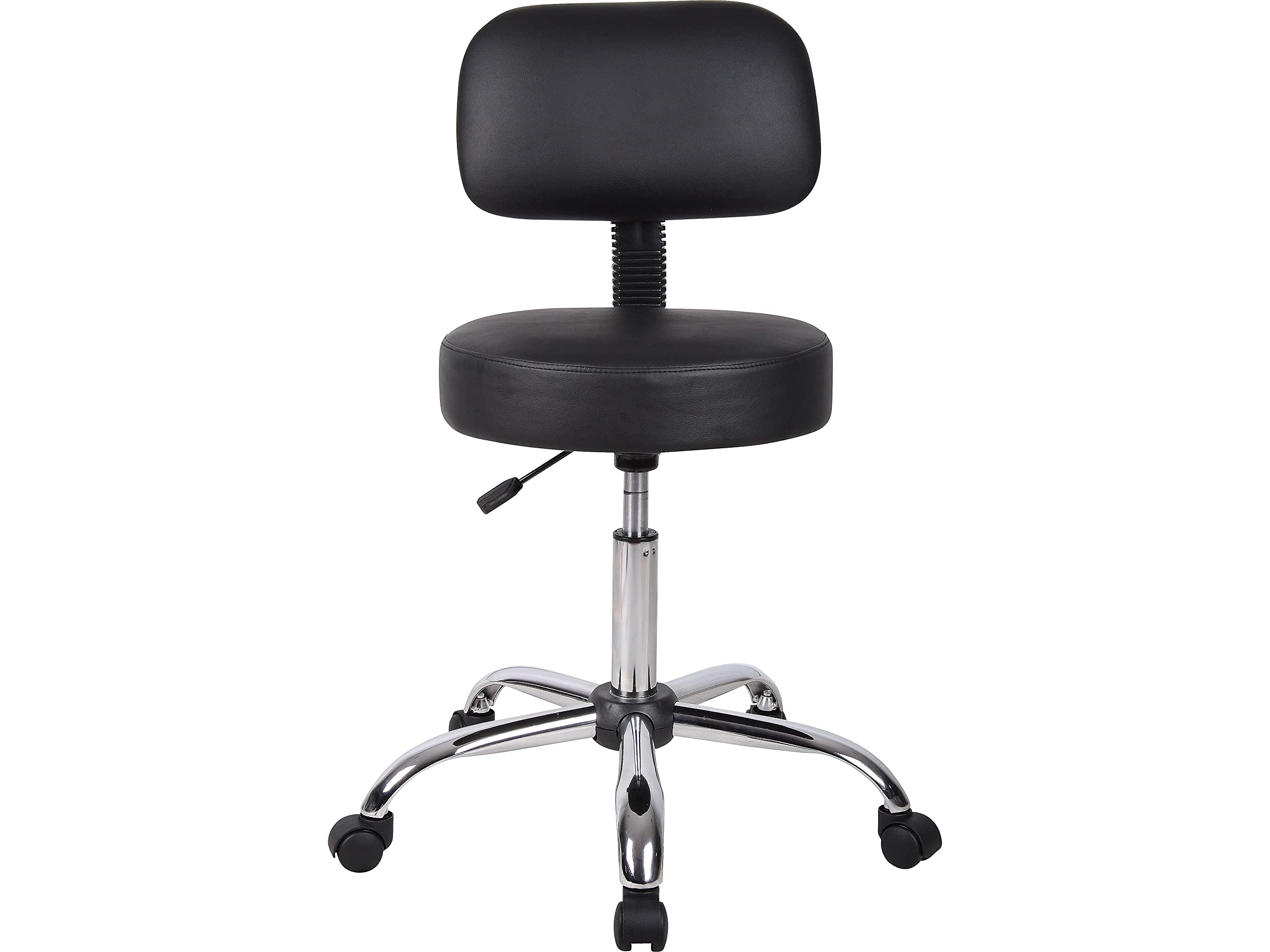 B245-BK Be Well Medical Spa Stool with Back, Black
