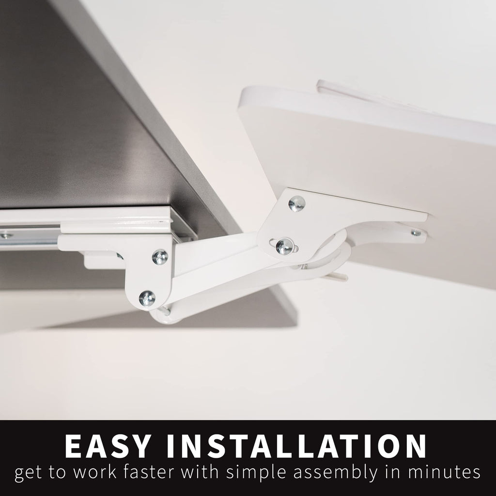 Adjustable 25 x 10 inch Computer Keyboard and Mouse Platform Tray Ergonomic Under Table Desk Mount Drawer Underdesk Shelf, White