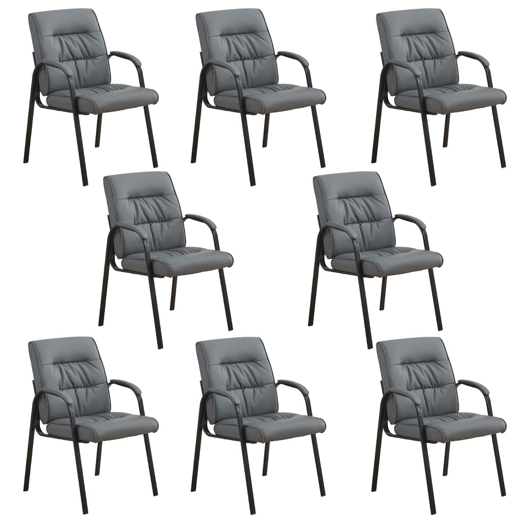 Office Guest Reception Chair Set of 8, Conference Room Chairs Waiting Room Chairs 8 Pack, Modern Leather Office Desk Chair No Wheels.