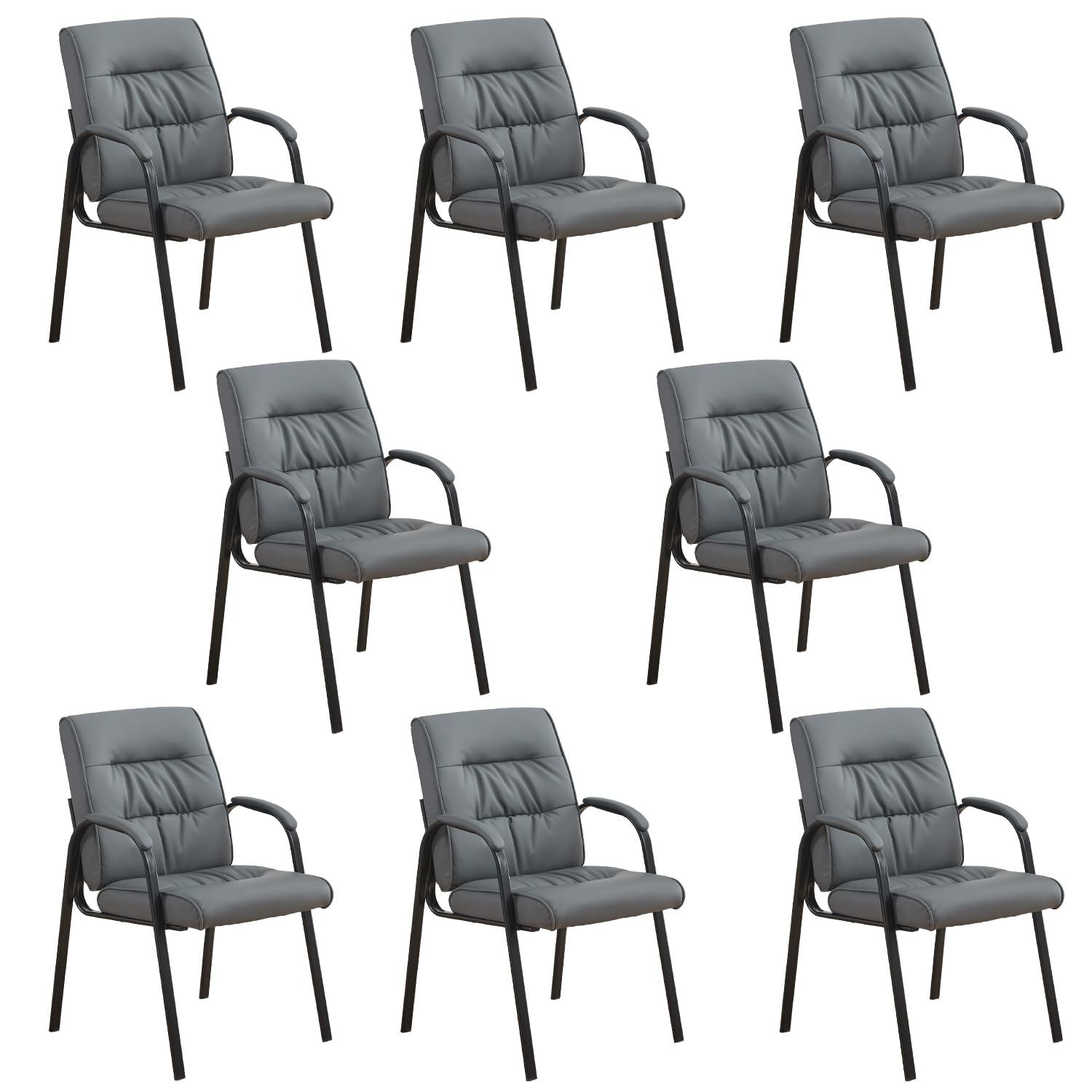 Office Guest Reception Chair Set of 8, Conference Room Chairs Waiting Room Chairs 8 Pack, Modern Leather Office Desk Chair No Wheels.