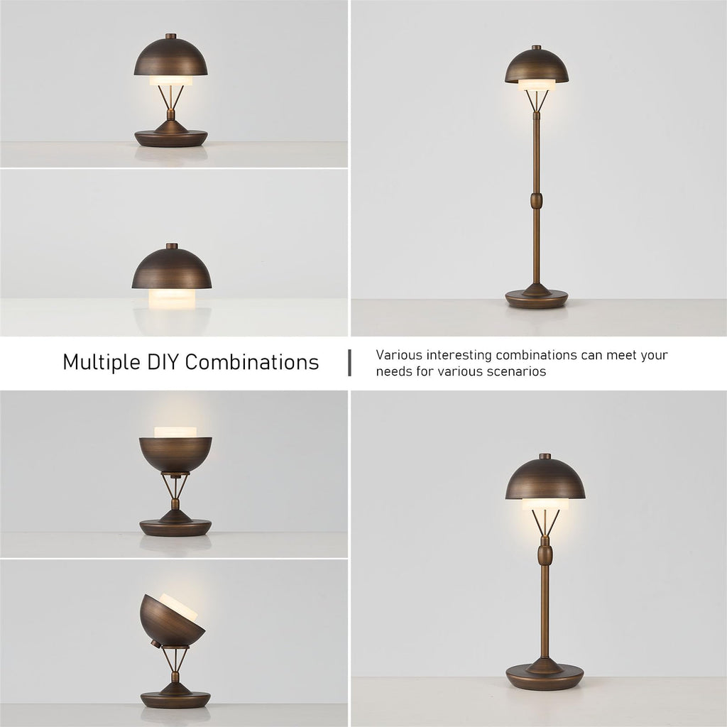 Cordless Modern Desk Lamp, Rechargeable Battery, Brown Bronze
