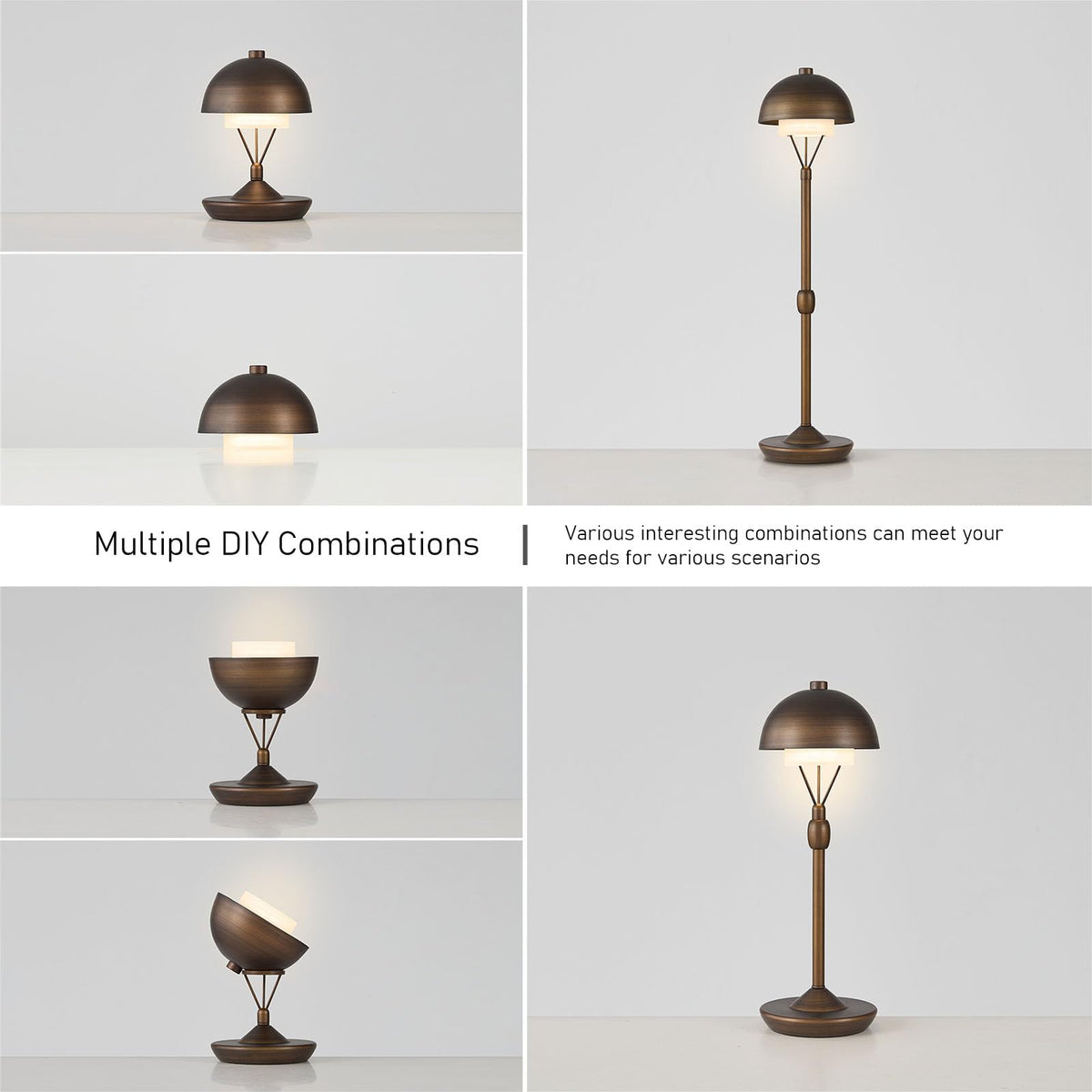 Cordless Modern Desk Lamp, Rechargeable Battery, Brown Bronze